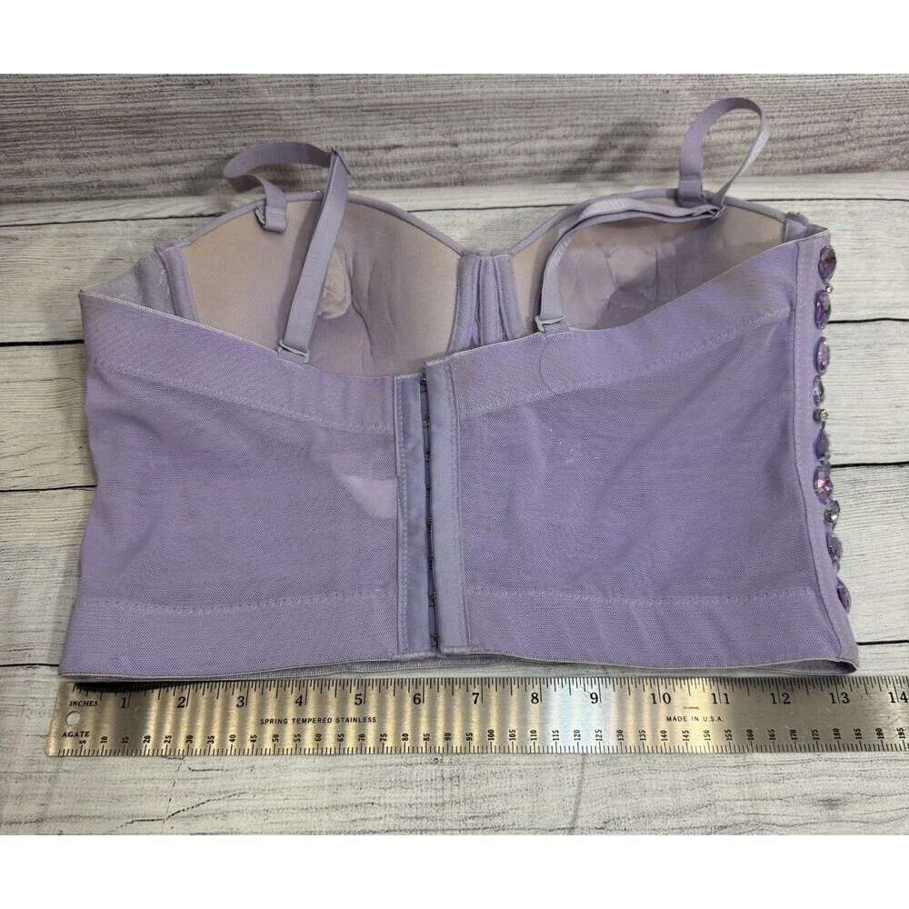 Women Lilac RHINESTONES Bustier SizeLARGE Festival Party Corset